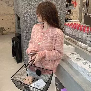 Весенне-осенний винтажный мягкий клейкий маленький ароматный свитер, женское пальто, универсальный тонкий вязаный кардиган, мягкий розовый свитер, топ One Size чёрный