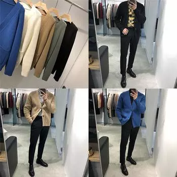 Весенне-осенний вязаный кардиган с карманами, мужской британский тренд, корейская версия молодежного модного свитера, пальто M