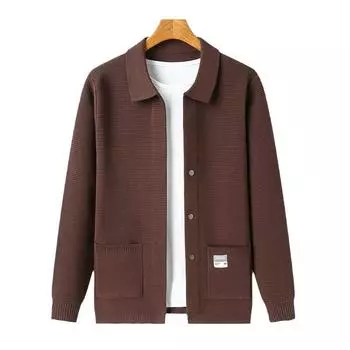 Весенне-осенний жаккардовый вязаный кардиган, мужская тонкая куртка, корейский стиль, свитер большого размера, универсальный мужской эластичный вязаный свитер M