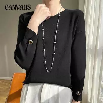 Весенне-осенний женский бархатный пуловер Andi с круглым вырезом, рубашка с узкой нижней частью и внутренними рукавами с разрезом M красный