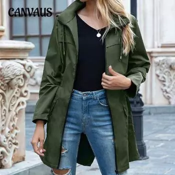 Весенне-осенний женский дождевик больших размеров с капюшоном и талией, дождевик на молнии, уличная походная куртка