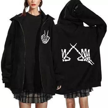 Весенне-осенний женский кардиган на молнии с капюшоном и принтом S