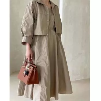 Весенне-осенний женский костюм из двух предметов, короткая куртка с отложным воротником, однотонные повседневные комплекты с платьем-майкой, весенняя одежда one size чёрный