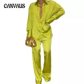 Весенне-осенний женский костюм, модный костюм большого размера, женский свободный повседневный топ с длинными рукавами, длинные брюки, комплект из двух предметов S красный