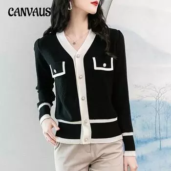 Весенне-осенний женский маленький парфюмерный ветровой свитер, тонкая куртка, вязаный кардиган, корейская версия The Top Tide для пожилых людей One Size белый