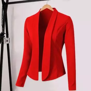 Весенне-осенний женский однотонный пиджак, костюм-кардиган с лацканами и длинным рукавом, облегающий женский деловой офисный костюм, пальто