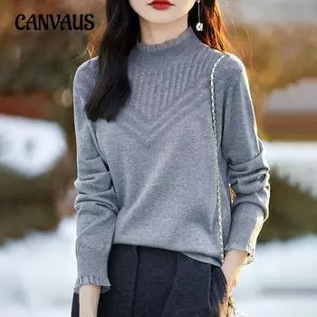 Весенне-осенний женский однотонный свободный пуловер с кружевным воротником, свитер, нижняя рубашка M белый