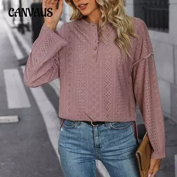 Весенне-осенний женский однотонный вязаный жаккардовый топ с длинными рукавами S розовый