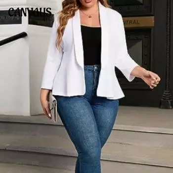 Весенне-осенний женский пиджак, легкий удобный повседневный маленький костюм с рюшами больших размеров