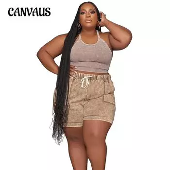 Весенне-осенний женский повседневный комплект с жилетом и шортами больших размеров с принтом L абрикосовый