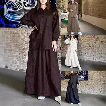 Весенне-осенний женский ретро-комплект из двух предметов с большими лацканами 3XL чёрный