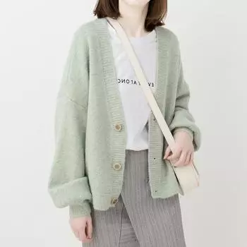 Весенне-осенний женский свитер, кардиган, свободный свитер с длинными рукавами, топы, вязаный кардиган с v-образным вырезом One Size жёлтый