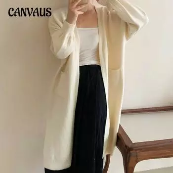 Весенне-осенний женский свитер, кардиган, топы, ленивая мягкая вязаная куртка-кардиган, свободный свитер средней длины One Size серый