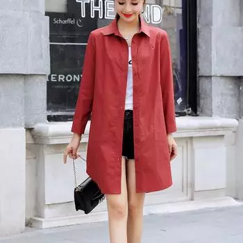 Весенне-осенний женский тренч, длинная модная тонкая куртка, супер фея, женские топы, топ с длинными рукавами Tide M кофейный