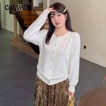 Весенне-осенний женский трикотаж больших размеров с круглым вырезом, вязаный кардиган из ледяного шелка, свободная куртка XL чёрный