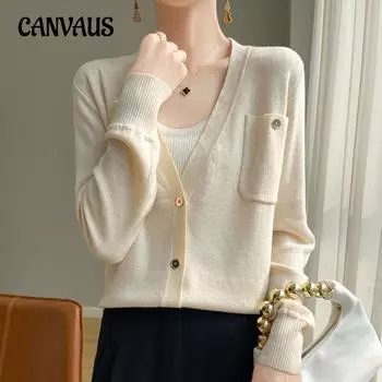 Весенне-осенний женский трикотаж, кардиган с v-образным вырезом и длинными рукавами, куртка-свитер S хаки