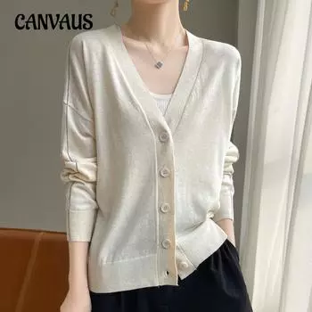 Весенне-осенний женский трикотаж с V-образным вырезом, кардиган, свитер, длинный рукав, куртка S серый