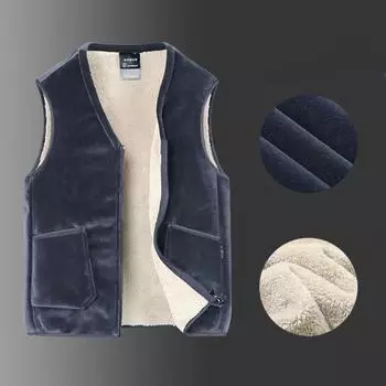 Весенне-осенний жилет, мужской бархатный повседневный жилет, бархатный жилет большого размера, мужской теплый двусторонний бархатный жилет большого размера XXXL чёрный