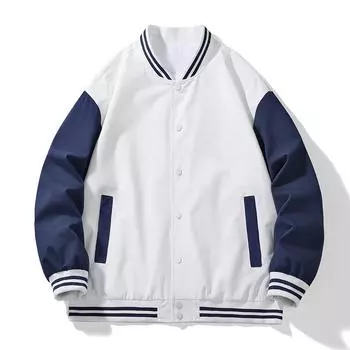 Весенне-осенняя американская бейсбольная куртка для мужчин и женщин, черно-белая спортивная куртка в гонконгском стиле S