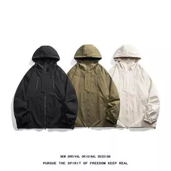 Весенне-осенняя американская функциональная черная куртка Warrior, мужская модная брендовая куртка высокого класса с капюшоном для работы на открытом воздухе M чёрный