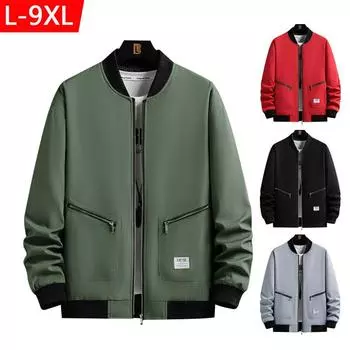 Весенне-осенняя бейсбольная куртка для мужчин, повседневная свободная куртка больших размеров 9XL чёрный