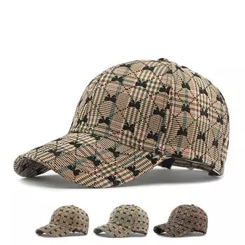 Весенне-осенняя бейсболка, женская кепка с бантом и принтом, солнцезащитная шляпа кофейный