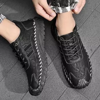 Весенне-осенняя брендовая мужская обувь из натуральной кожи, мягкая мужская повседневная обувь на плоской подошве, модная мужская обувь 38 хаки