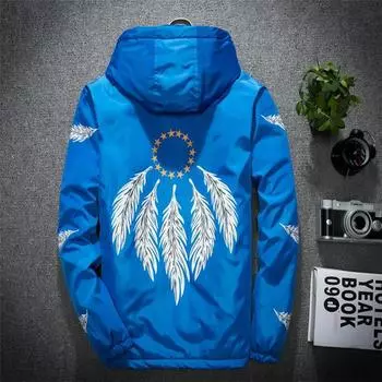 Мужская демисезонная куртка с принтом ловец снов 7XL чёрный