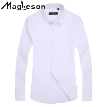 Весенне-осенняя деловая повседневная рубашка с длинными рукавами, мужские рубашки, универсальная однотонная деловая одежда, мужская одежда больших размеров, костюмы и блейзеры 38 белый