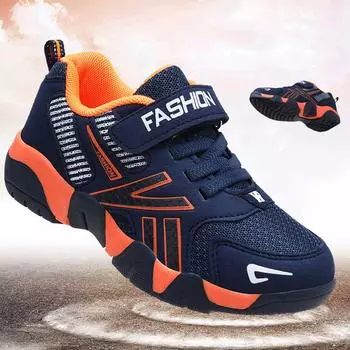 Весенне-осенняя детская дышащая нескользящая износостойкая спортивная обувь с сеткой, детская обувь для бега 28 оранжевый/темно-синий