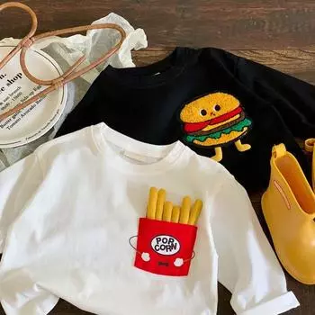 Весенне-осенняя детская футболка с длинными рукавами и трехмерным рисунком 80cm чёрный