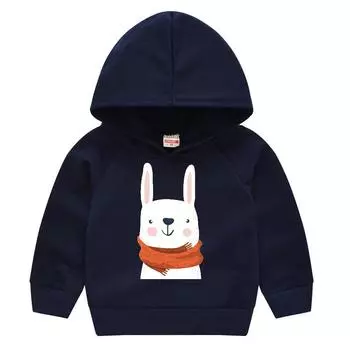 Весенне-осенняя детская мода свитер с капюшоном для мальчиков и девочек с мультяшным принтом пуловер с длинными рукавами 90cm