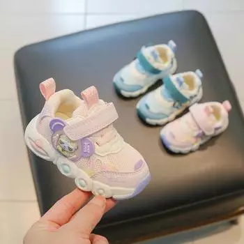 Весенне-осенняя детская обувь с мультяшной пандой на мягкой подошве, спортивная обувь для мальчиков и девочек, противоскользящая прогулочная обувь для младенцев, маленьких детей, повседневные кроссовки 16 розовый