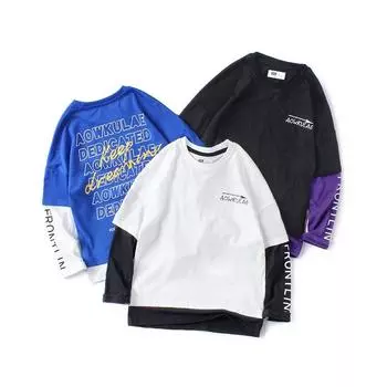 Весенне-осенняя детская одежда, детская футболка, свитер с длинными рукавами для мальчиков, хлопковая нижняя рубашка с круглым вырезом и длинными рукавами 120cm белый