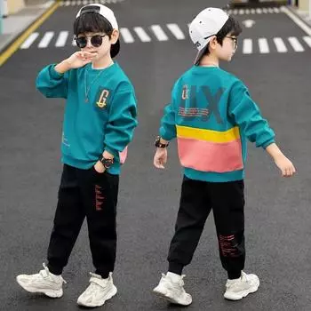 Весенне-осенняя детская одежда, комплект одежды для мальчиков, спортивный костюм, спортивные костюмы для мальчиков 160 синий