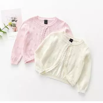 Весенне-осенняя детская одежда. Вязаный кардиган для девочек. Пальто из тонкой шерсти. Тонкий детский свитер с круглым вырезом. 80cm бежевый