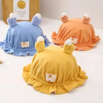 Весенне-осенняя детская рыбацкая шляпа, милая детская декоративная шляпа с рогом оленя, кружевная шляпа 0-8month36-44CM розовый