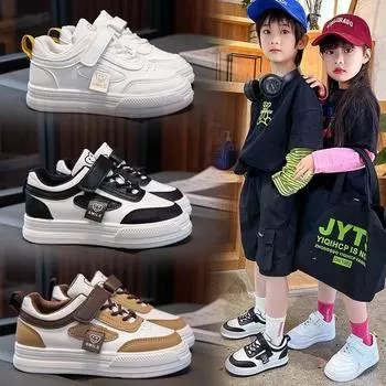 Весенне-осенняя детская спортивная обувь для мальчиков и девочек, белые туфли для девочек, повседневные кроссовки 26 белый