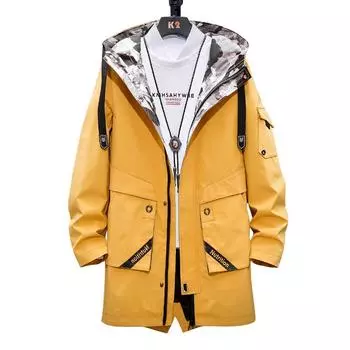 Весенне-осенняя длинная ветровка с капюшоном, мужская куртка плюс толстая плюс размер, свободная камуфляжная куртка M