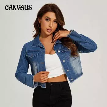 Весенне-осенняя джинсовая куртка женская короткая куртка из коровьей кожи XS синий