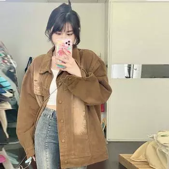 Весенне-осенняя джинсовая куртка, женская повседневная куртка, свободный верх