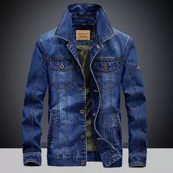 Весенне-осенняя джинсовая мужская куртка большого размера, тонкая свободная повседневная модная спортивная куртка S синий
