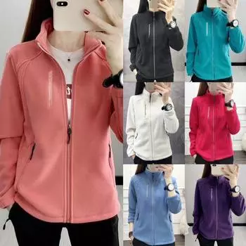 Весенне-осенняя флисовая куртка женская флисовая плюс бархат утолщенный стоячий воротник кардиган для занятий спортом на открытом воздухе теплый свитер топ XL белый