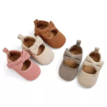 Весенне-осенняя хлопковая обувь для маленьких девочек, обувь для малышей, милая обувь с бантиком, детские туфли с мягкой подошвой для первых ходунков, От 0 до 1 года 12