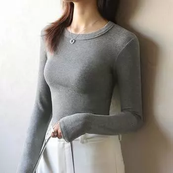 Весенне-осенняя и зимняя нижняя рубашка из модала с круглым вырезом, тонкие внутренние топы с длинными рукавами для пожилых людей S белый