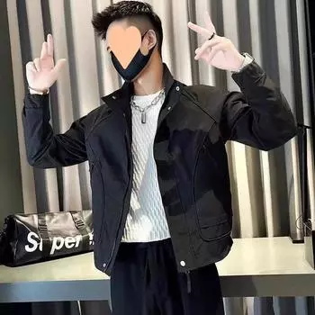 Весенне-осенняя красивая куртка мужская новая рабочая куртка мужская модная повседневная универсальная красивая однотонная верхняя часть M