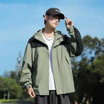 Весенне-осенняя куртка для активного отдыха на природе, пара, подходящая по цвету куртка, съемная шапка, водонепроницаемая ветрозащитная куртка Tide XS