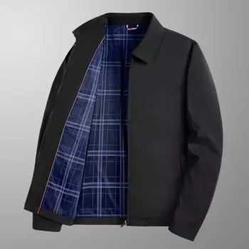 Весенне-осенняя куртка для мужчин среднего возраста, тонкая повседневная куртка M чёрный