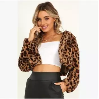 Весенне-осенняя куртка из искусственного меха с леопардовым принтом, женская короткая пушистая куртка, женские плюшевые короткие пальто, уличная одежда S