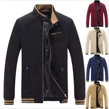 Весенне-осенняя куртка Молодежная повседневная куртка Мужская с воротником-стойкой Тонкое мужское пальто Мужское M красный